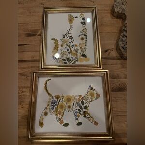 Floral Cat Framed Art Set